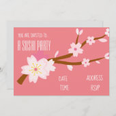 寿司パーティー日本のパーティー 招待状 (正面/裏面)