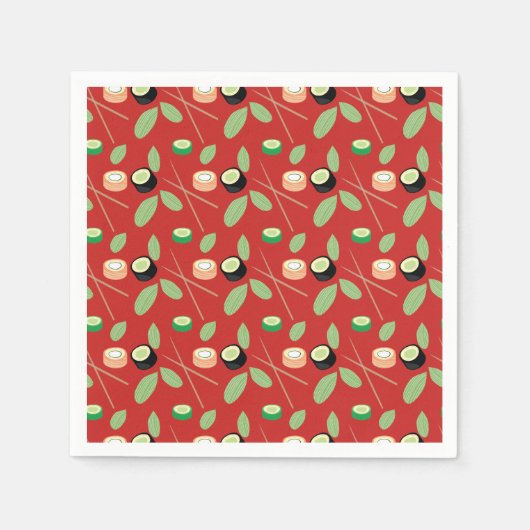 寿司パーティー火鉢転がおし・箸 スタンダードカクテルナプキン (正面)