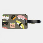 寿司パーティー - かわいい刺身と巻き寿司 ラゲッジタグ (裏面横)