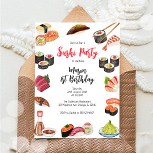 寿司パーティー 誕生日 招待状