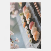 寿司プレート 桜 キッチンタオル (縦)