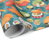 寿司ラップ紙 |水彩 |刺身 | ラッピングペーパー (ロールコーナー)