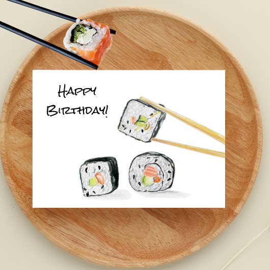 寿司ロールイラスト 誕生日おめでとう カード