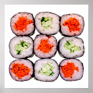 寿司ロール日本のな食糧テンプレート ポスター