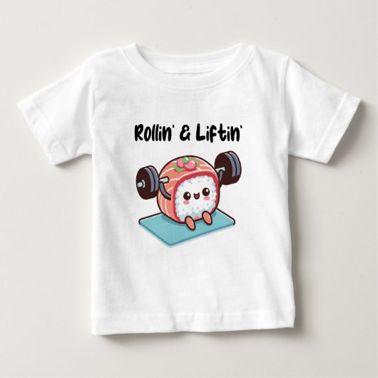 寿司ロール ウェイトリフティング ベビーTシャツ (正面)