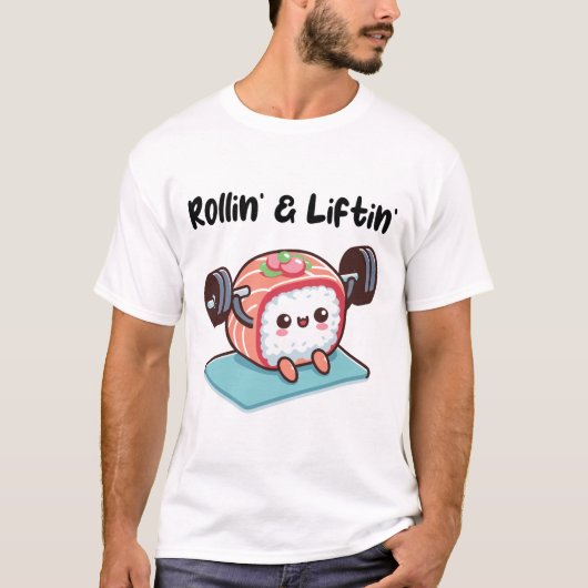 寿司ロール ウエイトリフティング Tシャツ (正面)