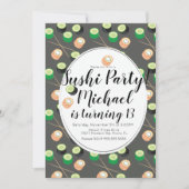 寿司ロール グレイ 誕生日 焼き鳥 レストラン 招待状 (正面)