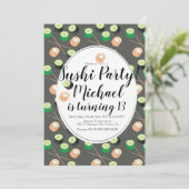 寿司ロール グレイ 誕生日 焼き鳥 レストラン 招待状 (スタンド正面)