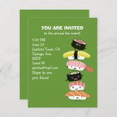 寿司塔 – 寿司仲間のかわいいおもしろいスタック 招待状 (正面/裏面)