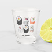 寿司好きのための日本食アート - 名前を入れてオリジナルに ショットグラス (正面)