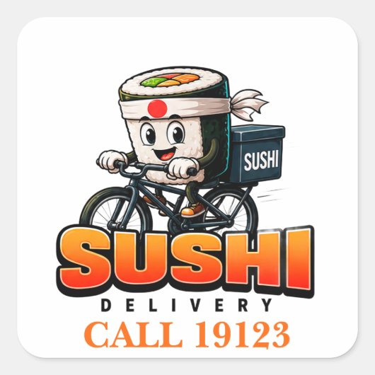 🍣 寿司宅配ドライバーチームユニフォーム 🚴 スクエアシール (正面)