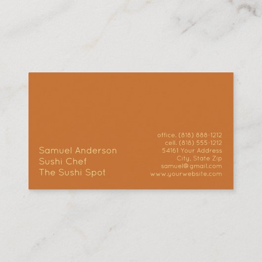 寿司屋すしシェフビジネスカード 名刺 (裏面)