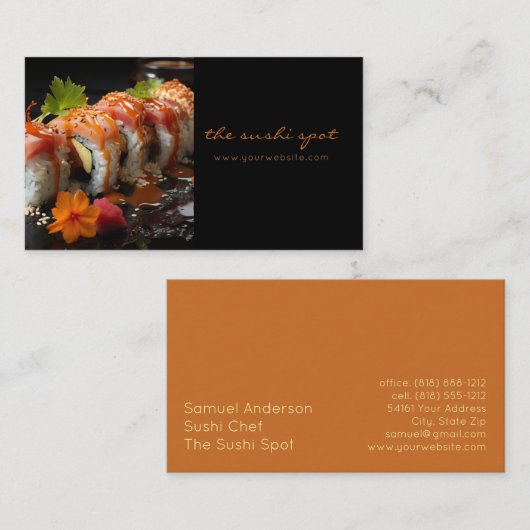 寿司屋すしシェフビジネスカード 名刺 (正面/裏面)