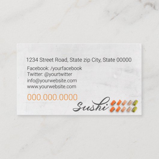 寿司屋、寿司屋、寿司屋 名刺 (裏面)