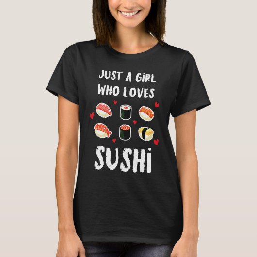寿司巻き握り日本食の魚酒海老うなぎ Tシャツ (正面)