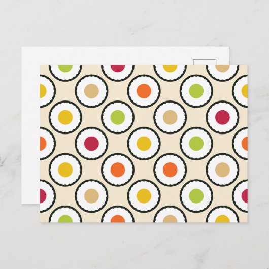 寿司巻水玉模様 ポストカード (正面/裏面)