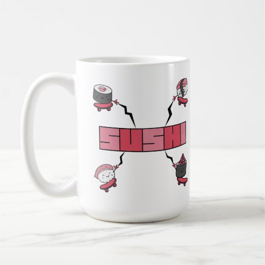 寿司愛好家必見！「We Love Sushi」デザイン - すし愛好家の輪 コーヒーマグカップ (左)