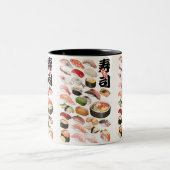 寿司日本のフードハンドドローイラストレーションポストカ ツートーンマグカップ (中央)