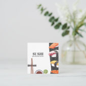 寿司日本のフードビジネスカード スクエア名刺 (スタンド正面)
