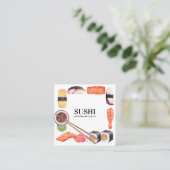 寿司日本のフードビジネスカード スクエア名刺 (スタンド正面)