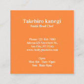 寿司日本のフードビジネスカード スクエア名刺 (裏面)