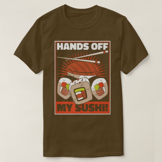 寿司日本の食まき寿司かわいいがPRを Tシャツ (デザイン正面)