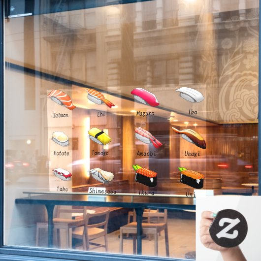 寿司日本の食品日本の魚ジャパン米 ウィンドウサイン (カフェ窓)