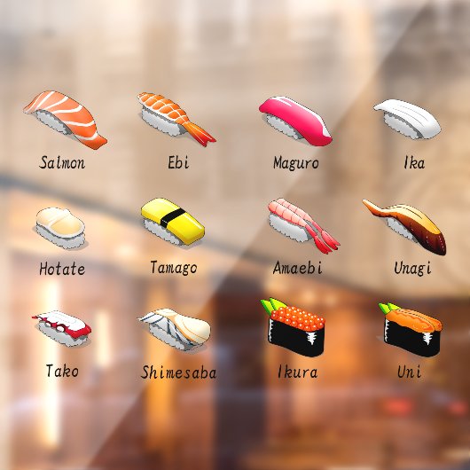 寿司日本の食品日本の魚ジャパン米 ウィンドウサイン (シート2)