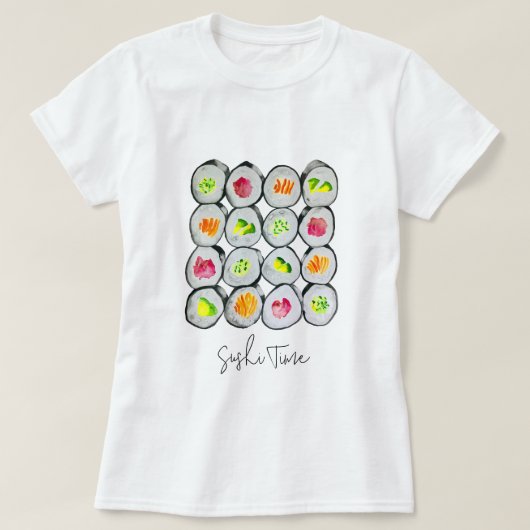 寿司時水彩わさび Tシャツ (デザイン正面)