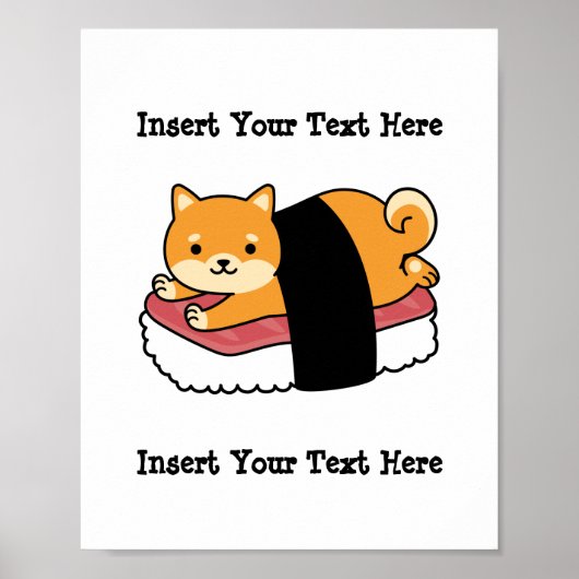 寿司柴犬 – かわいい犬日本の食べ物 ポスター (正面)