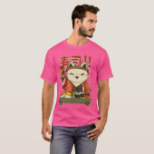 寿司猫おもしろいシェフ日本の料理文化にぎ Tシャツ (正面フル)