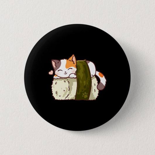 寿司猫かわいいアニメ日本の猫 缶バッジ (正面)