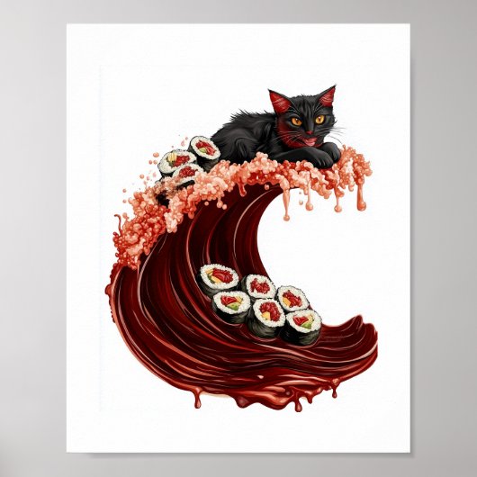 寿司猫の夢 – 食予測できな品日本の子猫 ポスター (正面)