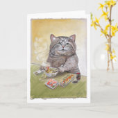 寿司猫の天ぷらのうどん カード (黄色い花)