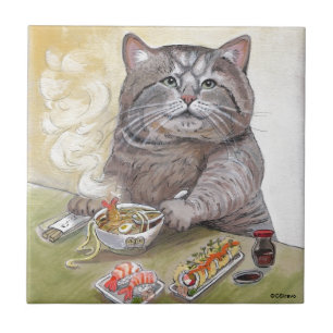 寿司猫の天ぷらのうどん タイル