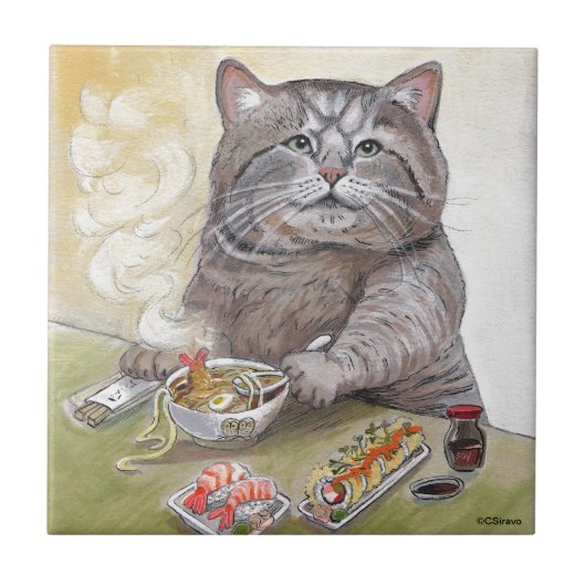 寿司猫の天ぷらのうどん タイル (正面)