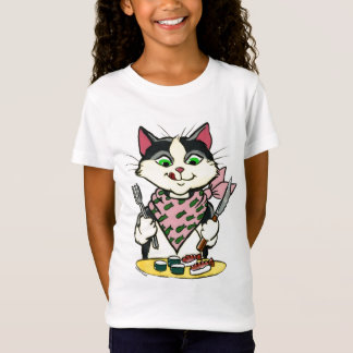 寿司猫の女の子のワイシャツ Tシャツ
