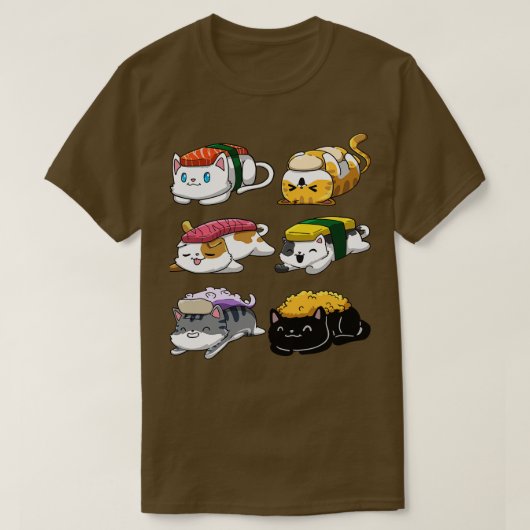 寿司猫アニメ Tシャツ (デザイン正面)