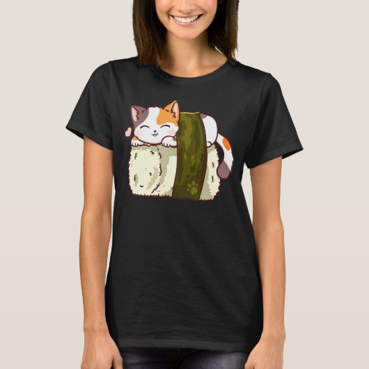 寿司猫 ネコ 日本 Tシャツ (正面)