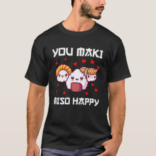 寿司男性へ味噌巻き日本わさび握り魚 Tシャツ