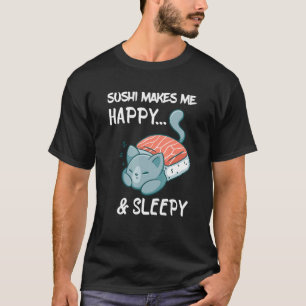 寿司眠いハッピーキャットアジアのすし日本の食品 Tシャツ
