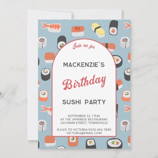 寿司誕生会 招待状 (正面)