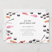 寿司誕生日パーティーへの招待 招待状 (正面)