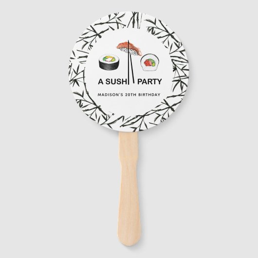 寿司誕生日パーティーモダンパーソナライズされた写真 ハンドファン (正面)