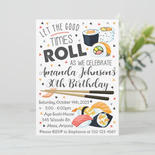 寿司誕生日招待状、寿司招待状 招待状 (スタンド正面)