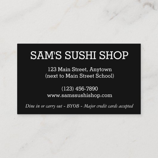 寿司転が日本食日本の料料理人 名刺 (裏面)