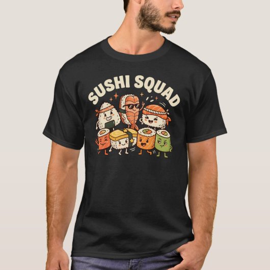 寿司部 寿司 さしみ 寿司愛好家 贈り物 グッズ おもしろ 面白い Tシャツ (正面)