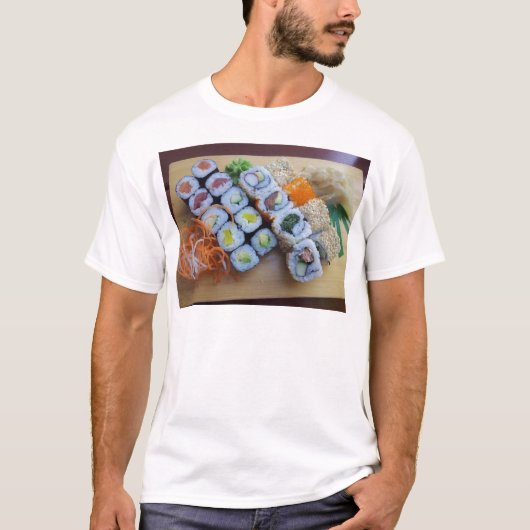 寿司 アジア 米 魚 フード 海 Tシャツ (正面)