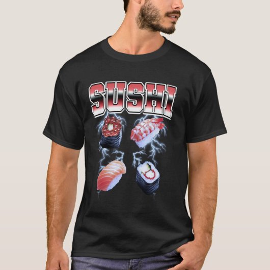 寿司 和食 90年代 海賊版風 Tシャツ (正面)