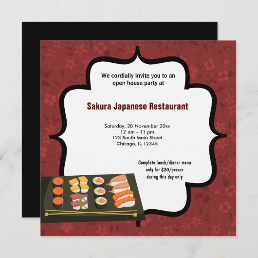 寿司 招待状 (正面/裏面)